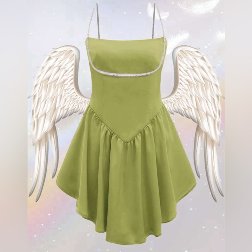 ASYMMETRICAL SATIN CAMI DRESS